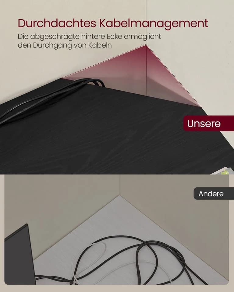 VASAGLE L-förmiger Computertisch Schwarz - Bild 5