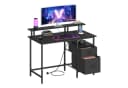 VASAGLE Schreibtisch Computertisch mit Monitorständer 2 USB Steckdosen Bild 1