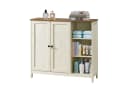 VASAGLE Badschrank Weiß/Braun mit 2 Türen und offenen Fächern Bild 2