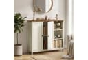 VASAGLE Badschrank Weiß/Braun mit 2 Türen und offenen Fächern Bild 3