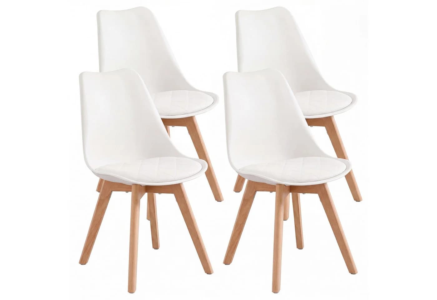 VASAGLE Esszimmerstuhl 4er Set Weiß PU-Leder Buchenholz - Bild 2