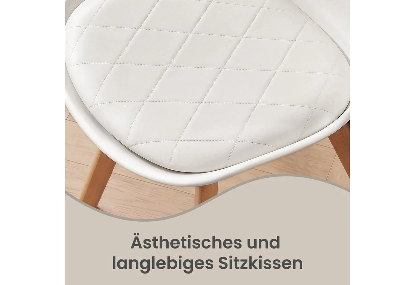 VASAGLE Esszimmerstuhl 4er Set Weiß PU-Leder Buchenholz - Bild 4