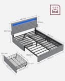 VASAGLE Polsterbett Federkernmatratze LED Ladestation Bild 5