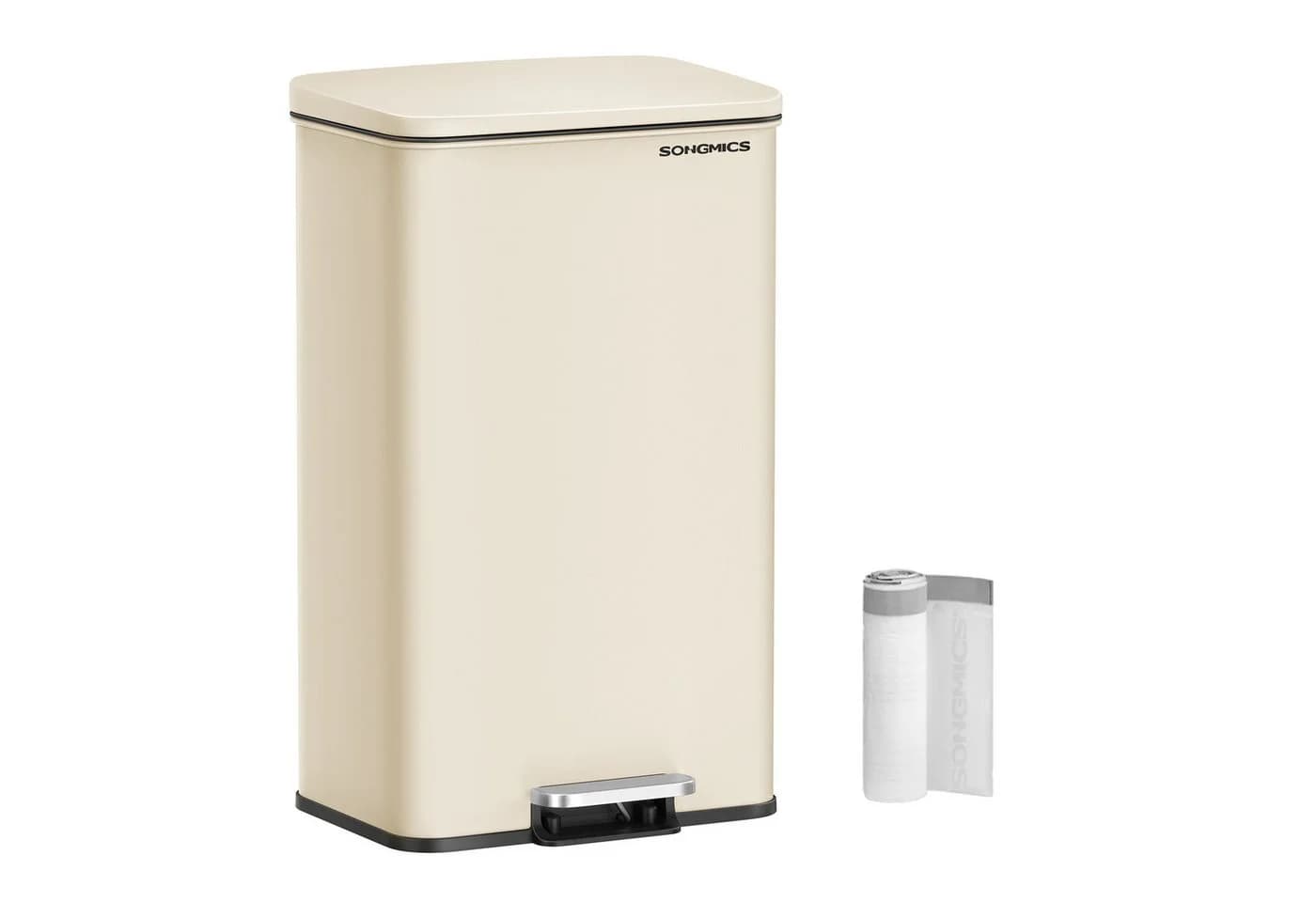 SONGMICS Tretmülleimer Küche 40L Stahl Softclose Beige - Bild 2