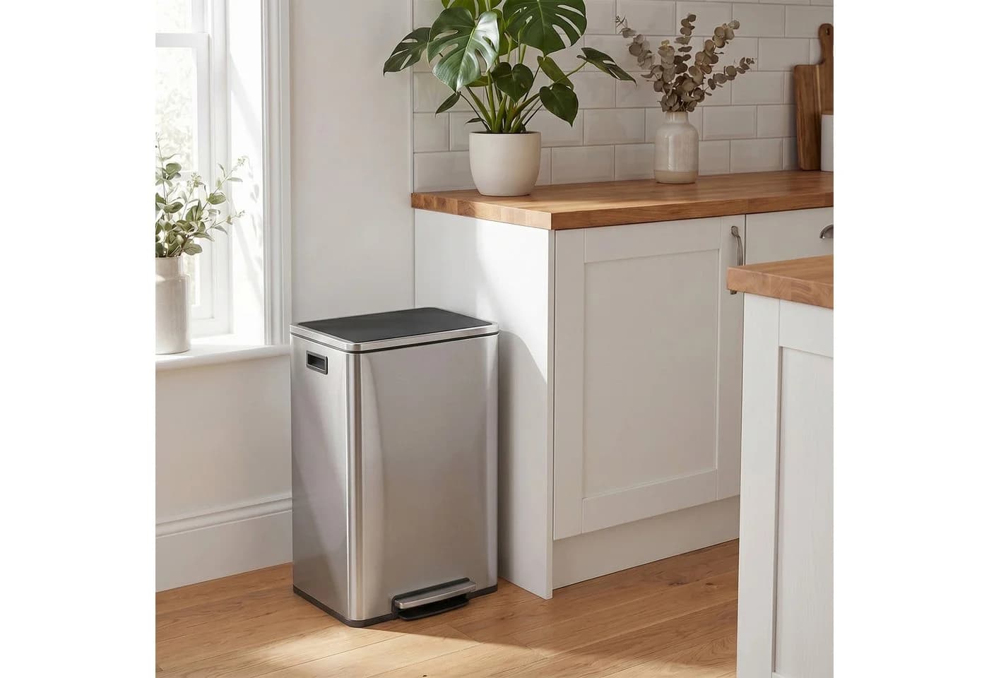 SONGMICS Mülleimer 50 L mit Pedal, Edelstahl Silbern - Bild 3