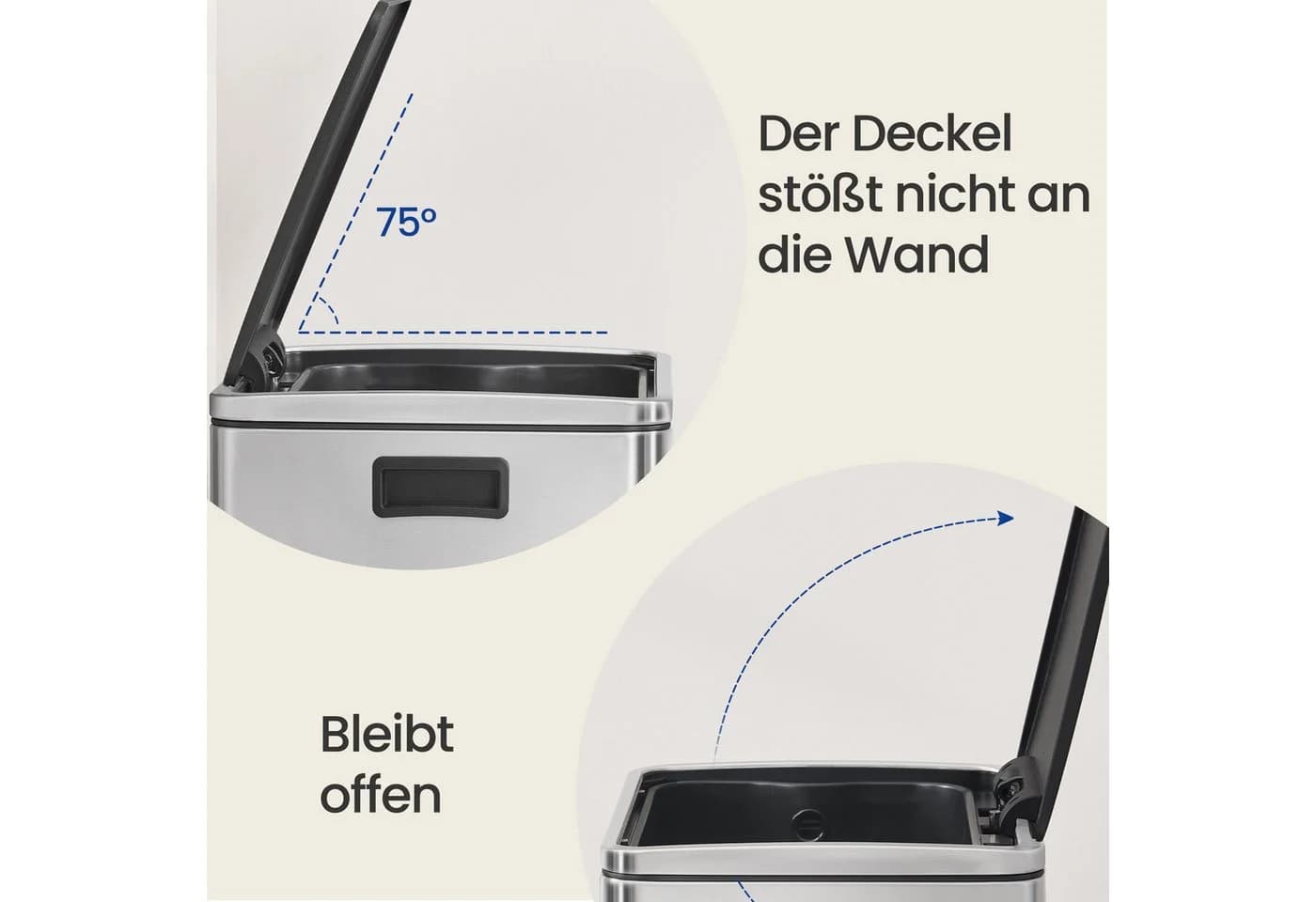 SONGMICS Mülleimer 50 L mit Pedal, Edelstahl Silbern - Bild 4