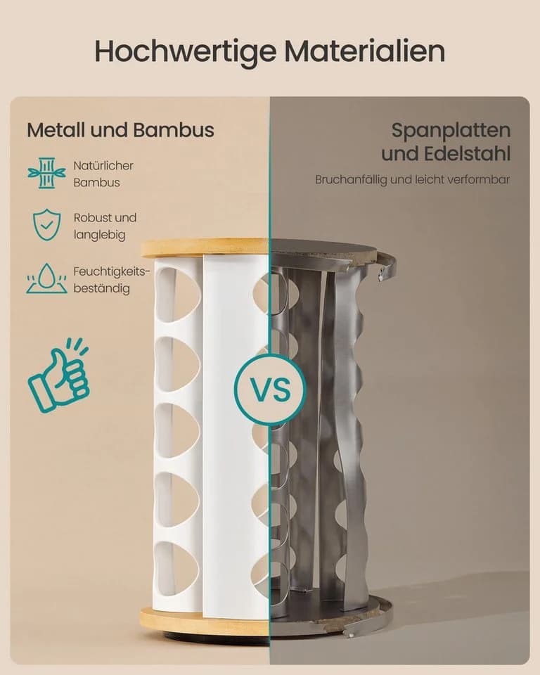 SONGMICS Gewürzregal drehbar mit 20 Gläsern Weiß-Natur - Bild 3