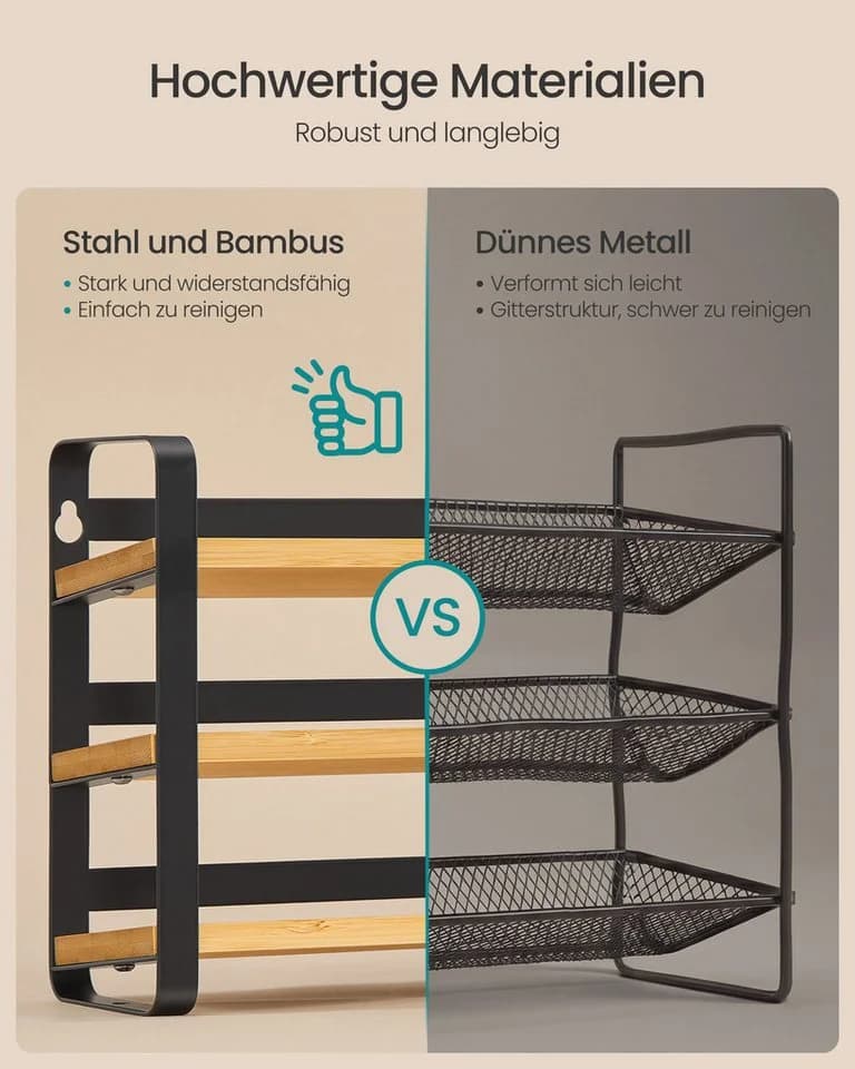 SONGMICS Gewürzregal mit 24 Gläsern Schwarz-Natur - Bild 3