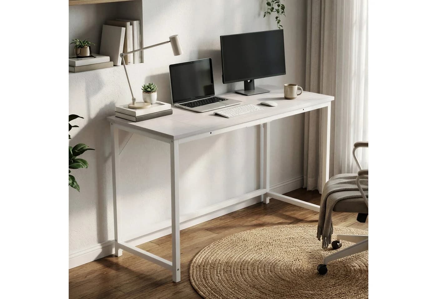 VASAGLE Schreibtisch Weiß Modern Holzspanplatte Stahl - Bild 3