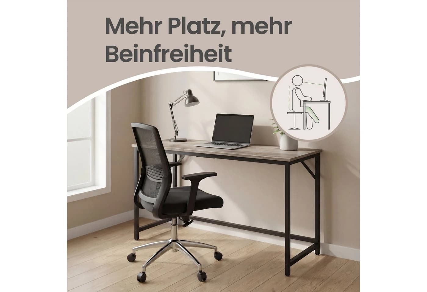 VASAGLE Schreibtisch modern Computertisch schwarz - Bild 5