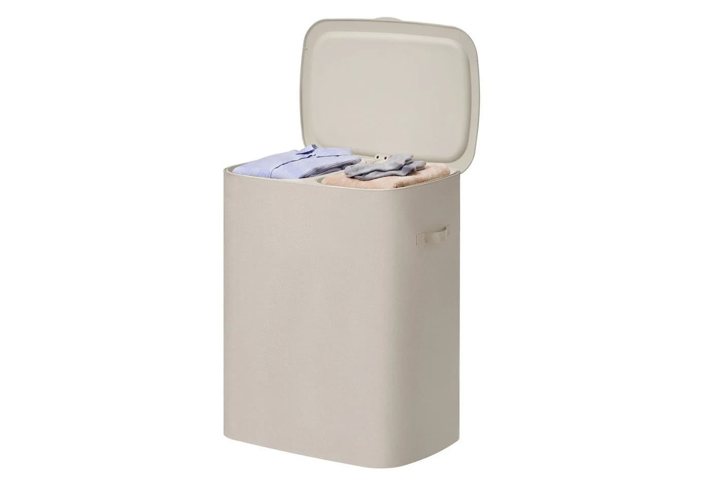 SONGMICS Wäschetruhe mit Deckel 2 Fächer Beige - Bild 2