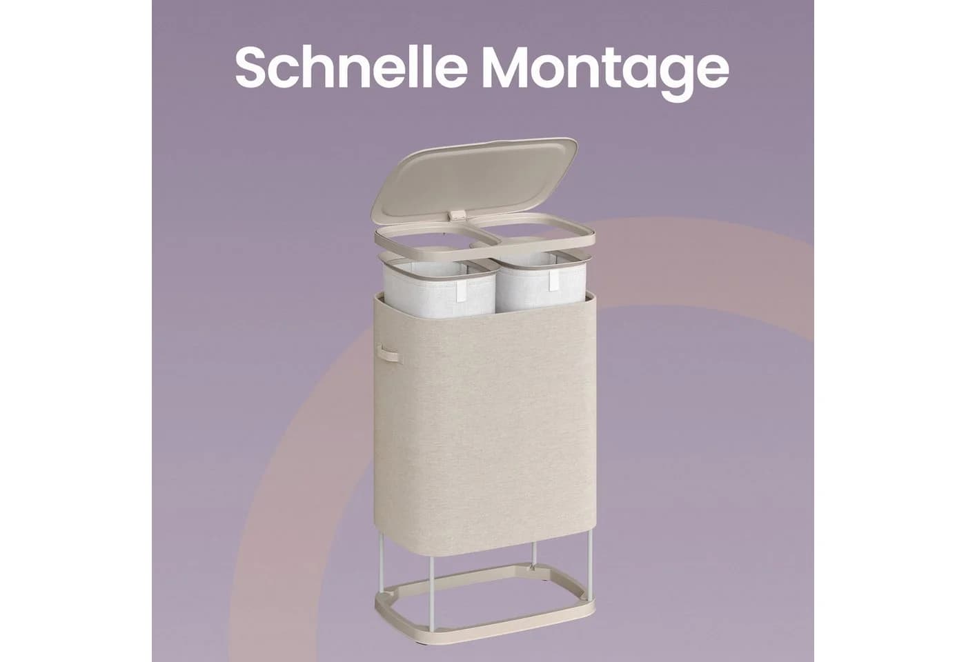SONGMICS Wäschetruhe mit Deckel 2 Fächer Beige - Bild 5
