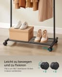 SONGMICS Kleiderständer auf Rollen Schwarz mit Gitterablage Bild 5