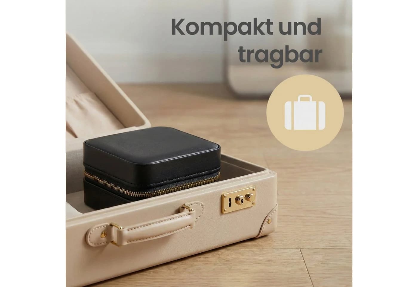 SONGMICS Schmuckkasten Reise Schwarz mit Spiegel und Reißverschluss - Bild 5