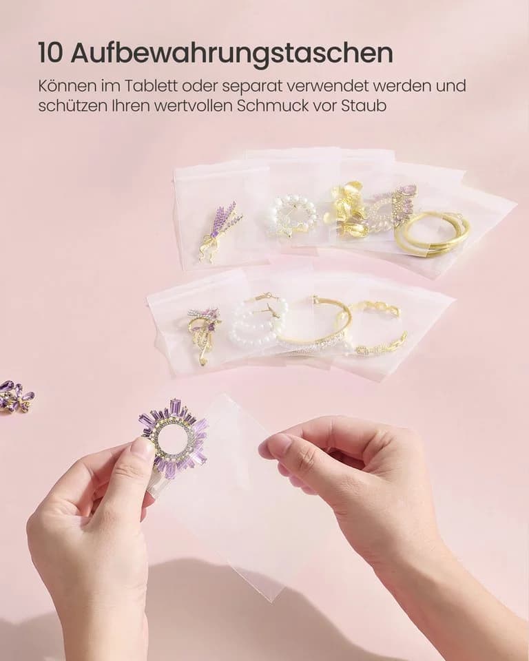 SONGMICS Schmuckständer Blassgold Metallrahmen mit Samttablett - Bild 4