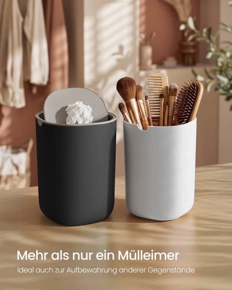 SONGMICS Kosmetikeimer mit Deckel Schwarz 1,5L - Bild 4