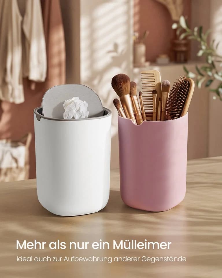 SONGMICS Kosmetikeimer mit Deckel 1,5L Weiß Schwingdeckel Edelstahl - Bild 4