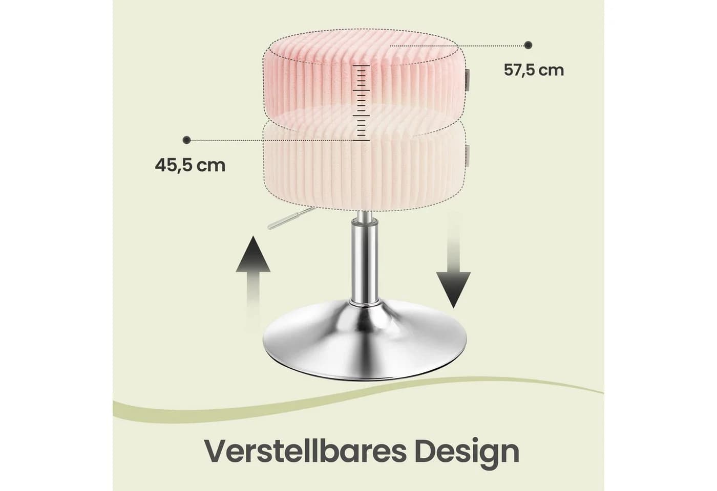 VASAGLE Barhocker Schminkhocker Rosa höhenverstellbar - Bild 5