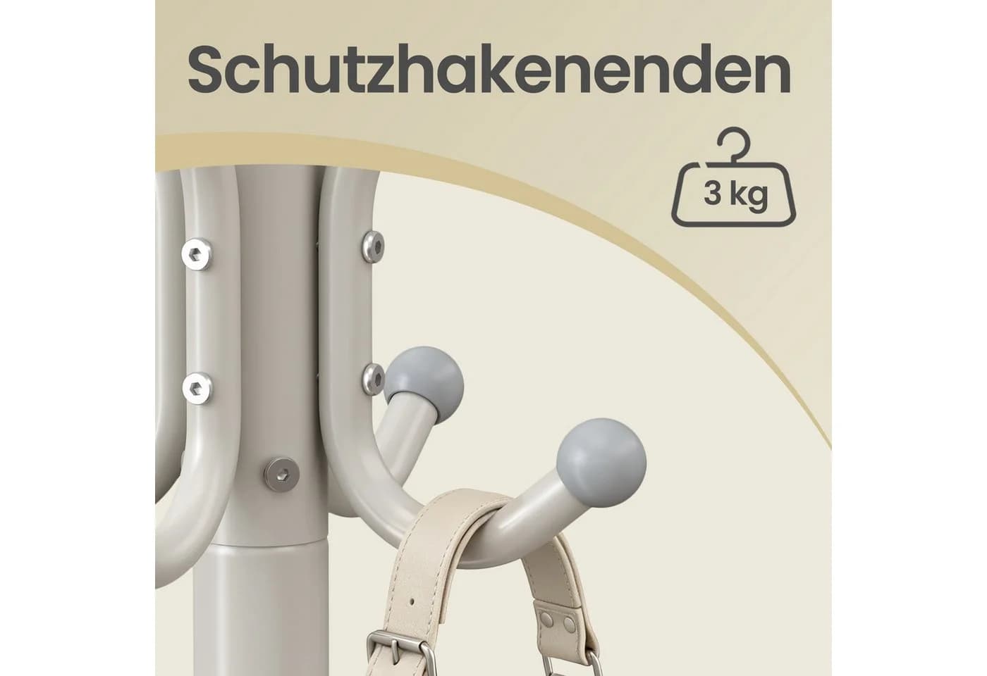 SONGMICS Garderobenständer 16 Haken Milchkaffee Stahl - Bild 5