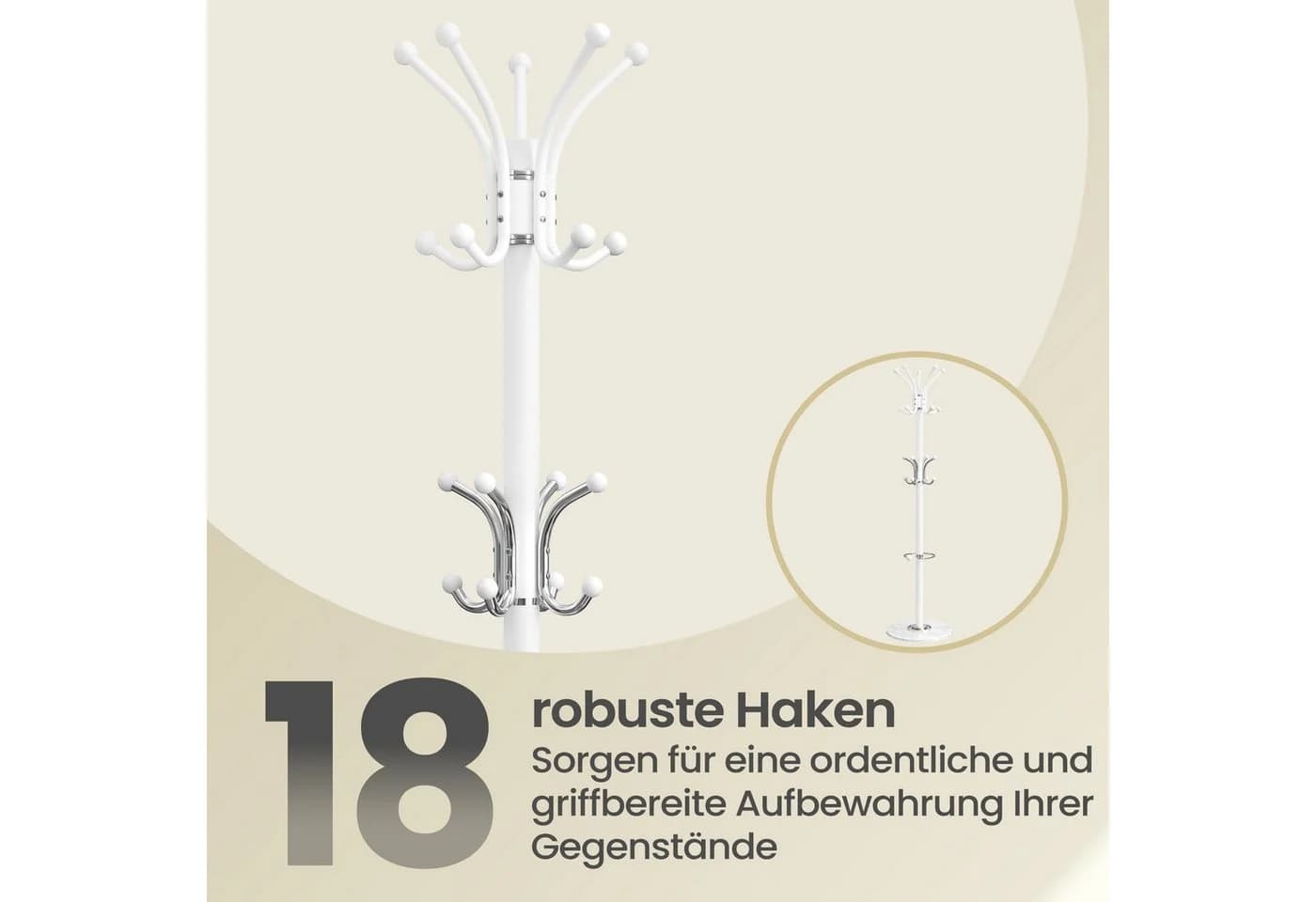 SONGMICS Garderobenständer mit Marmorfuß und 18 Haken - Bild 4
