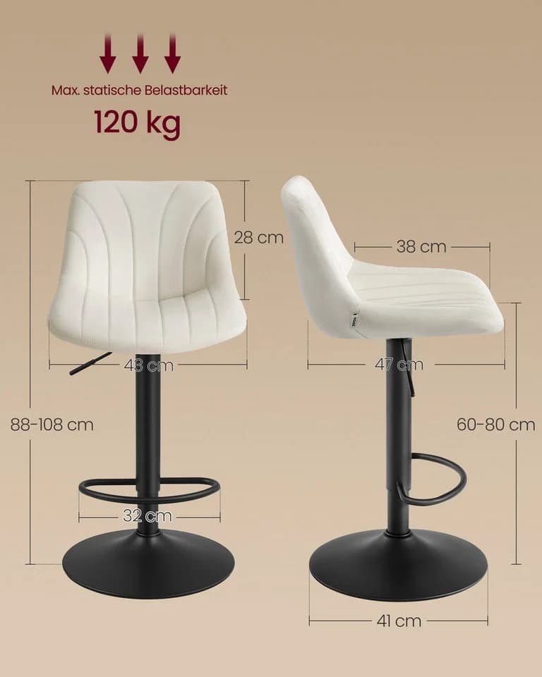 VASAGLE Barhocker 4er Set höhenverstellbar modern - Bild 3