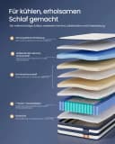 VASAGLE Taschenfederkernmatratze 7-Zonen Gel-Memory-Schaum H3 Blau Bild 4