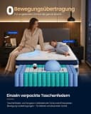 VASAGLE Taschenfederkernmatratze 7-Zonen Gel-Memory-Schaum H3 Blau Bild 5