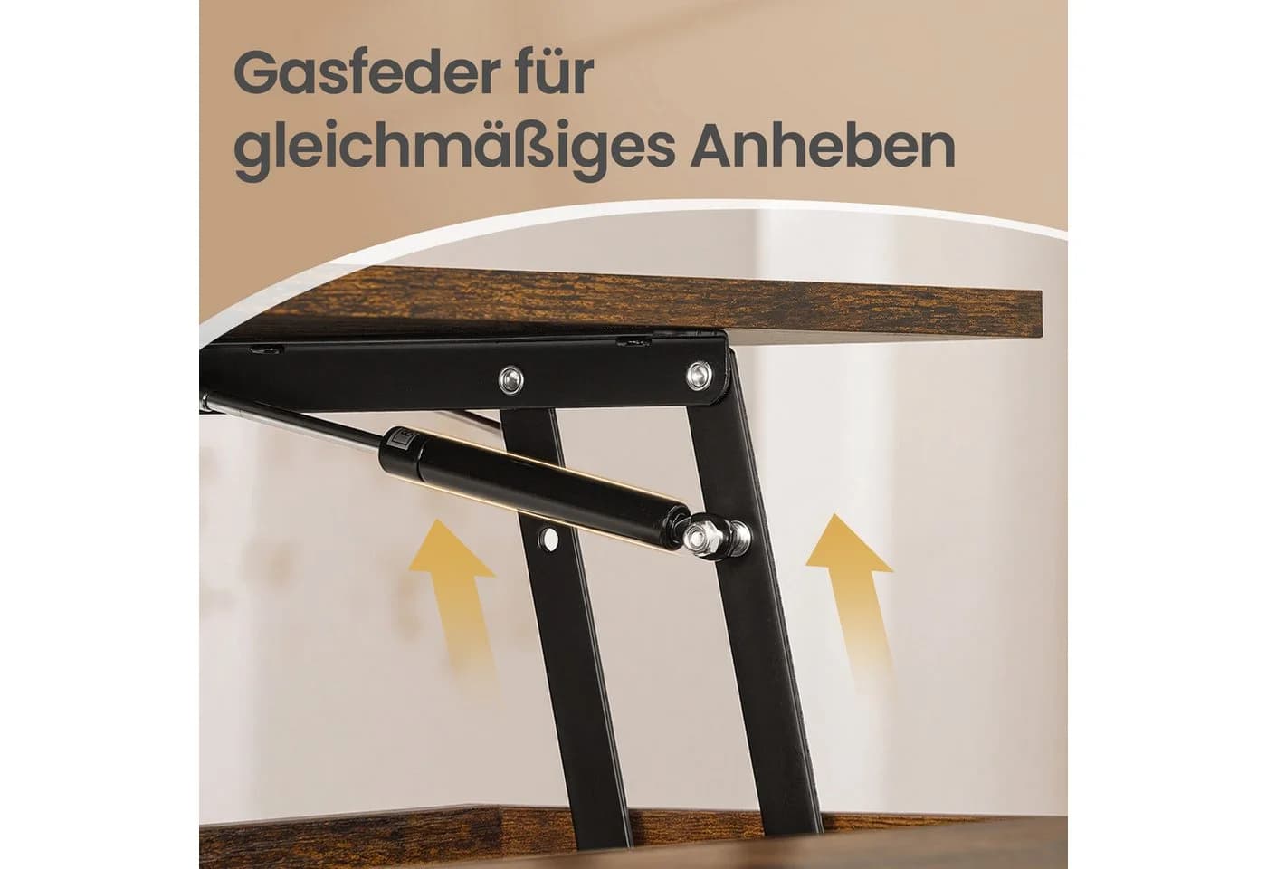 VASAGLE Höhenverstellbarer Couchtisch Rund Braun Schwarz - Bild 4