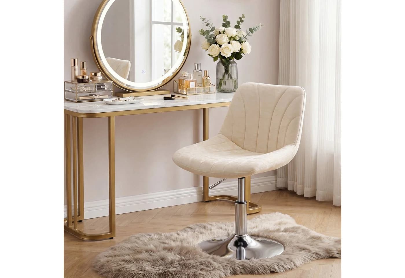VASAGLE Barhocker höhenverstellbar 360° drehbar Warmweiß Grau - Bild 3