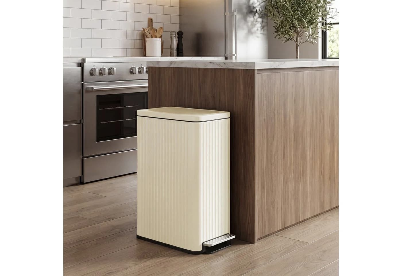 SONGMICS Mülleimer Küche 50L mit Pedal Softclose Creme - Bild 3