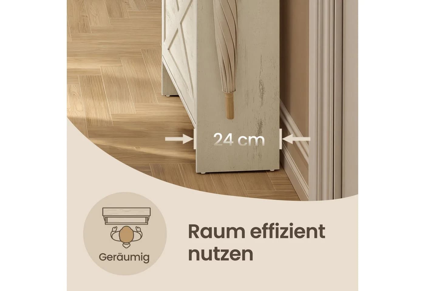 VASAGLE Schuhschrank Schuhkipper schmal weiß Landhausstil - Bild 4