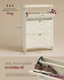 VASAGLE Schuhschrank Schuhkipper schmal weiß Landhausstil Bild 5