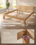 VASAGLE Massivholzbett mit LED & USB, Naturfarben Bild 4