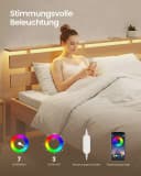 VASAGLE Massivholzbett mit LED & USB, Naturfarben Bild 5