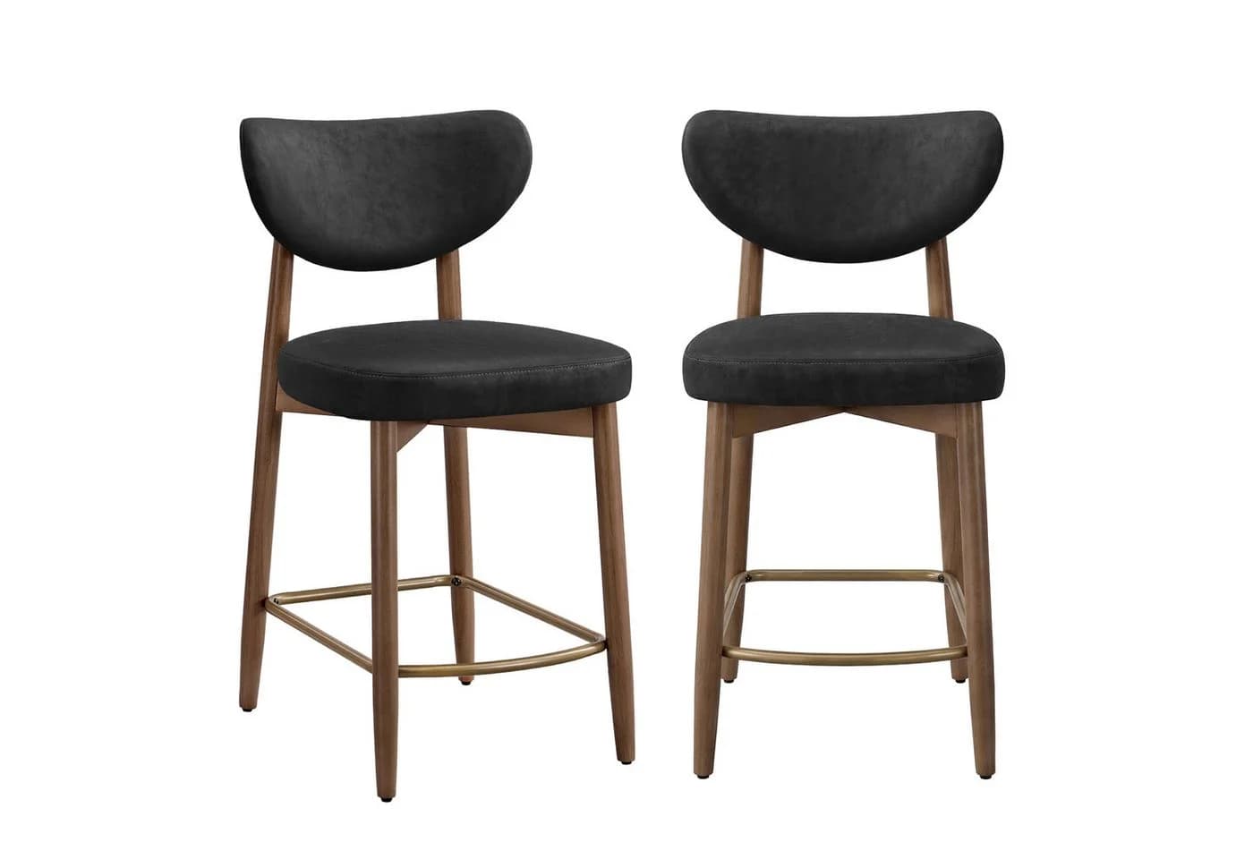 VASAGLE Barhocker 2er Set Schwarz Massivholz Mid-Century - Bild 2