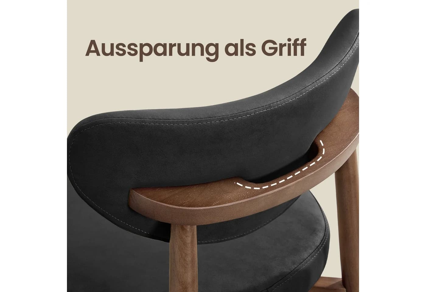 VASAGLE Barhocker 2er Set Schwarz Massivholz Mid-Century - Bild 5