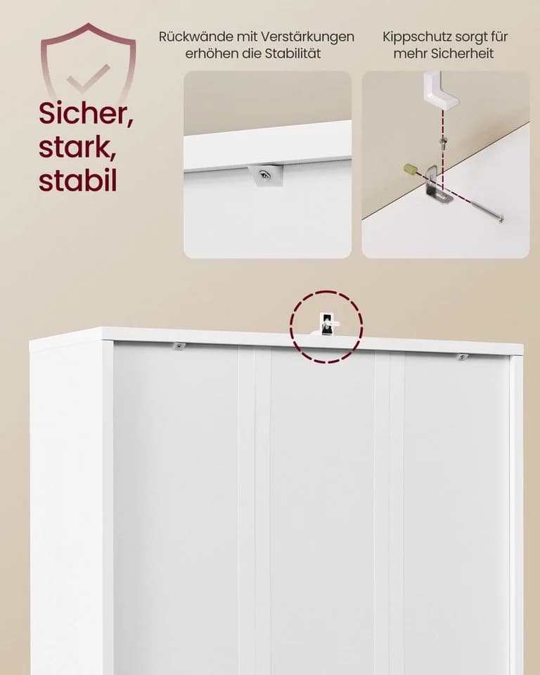 VASAGLE Bücherregal 5-stöckig Weiß mit Tür und offenen Fächern - Bild 4
