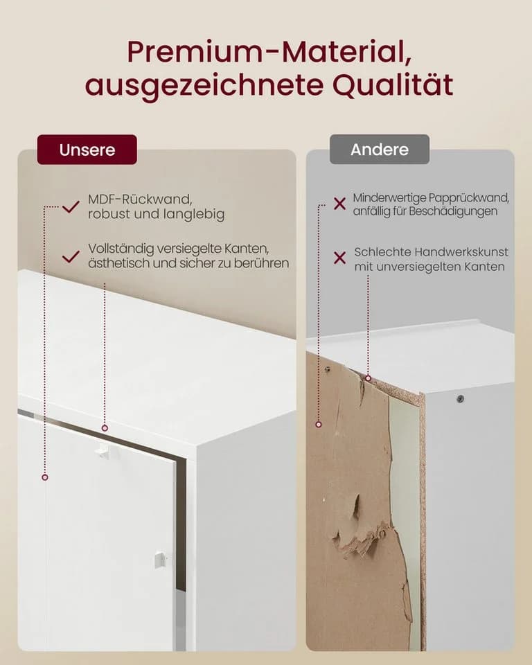 VASAGLE Bücherregal 5-stöckig Weiß mit Tür und offenen Fächern - Bild 5