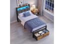 VASAGLE Metallbett mit Stauraum, LED-Beleuchtung und Steckdosen, Schwarz-Braun Bild 3