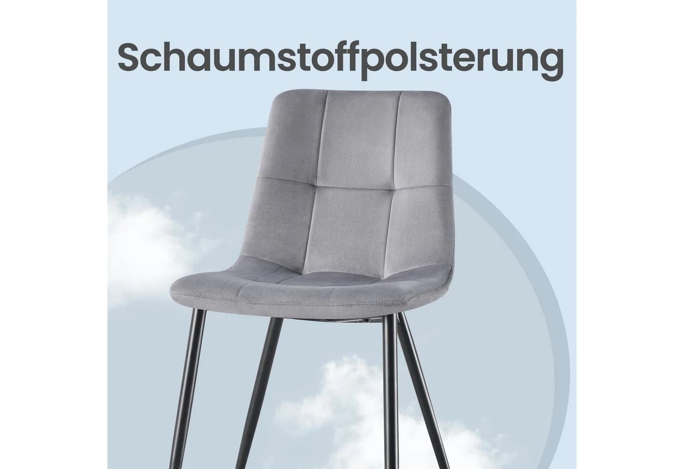 VASAGLE Esszimmerstuhl 4er Set Grau Samt 360° Drehbar - Bild 5
