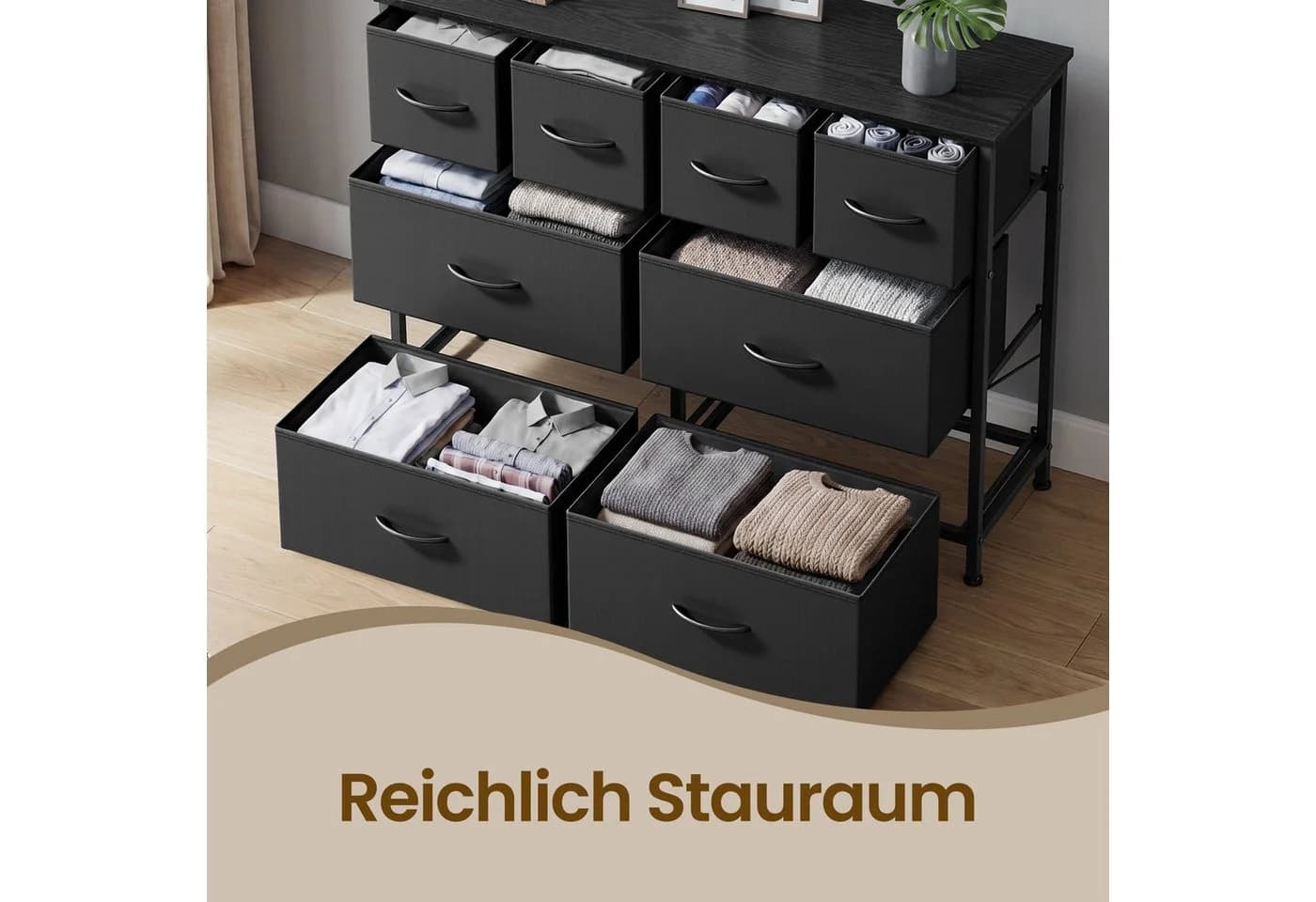 SONGMICS Kommode mit 8 Stoffschubladen Schwarz - Bild 4