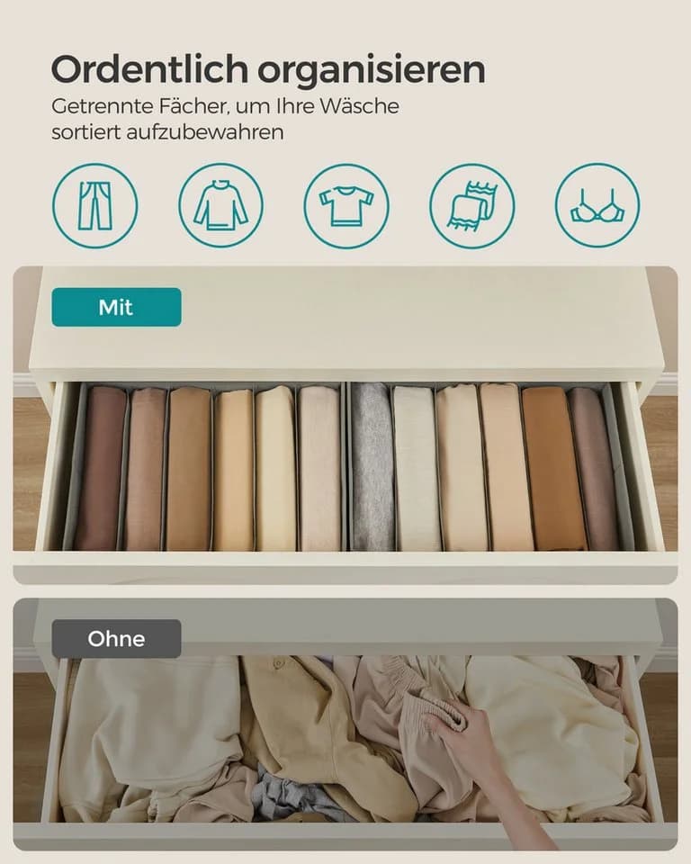 SONGMICS Aufbewahrungsbox Kleiderschrank-Organizer 6er Set Taubengrau - Bild 4