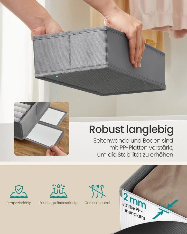 SONGMICS Aufbewahrungsbox Schubladen-Organizer Grau 4er Set - Bild 4