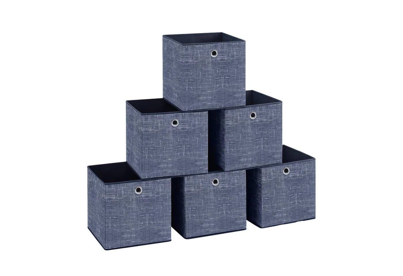 SONGMICS Aufbewahrungsbox 6er Set Blau Vliesstoff mit Griff - Bild 2