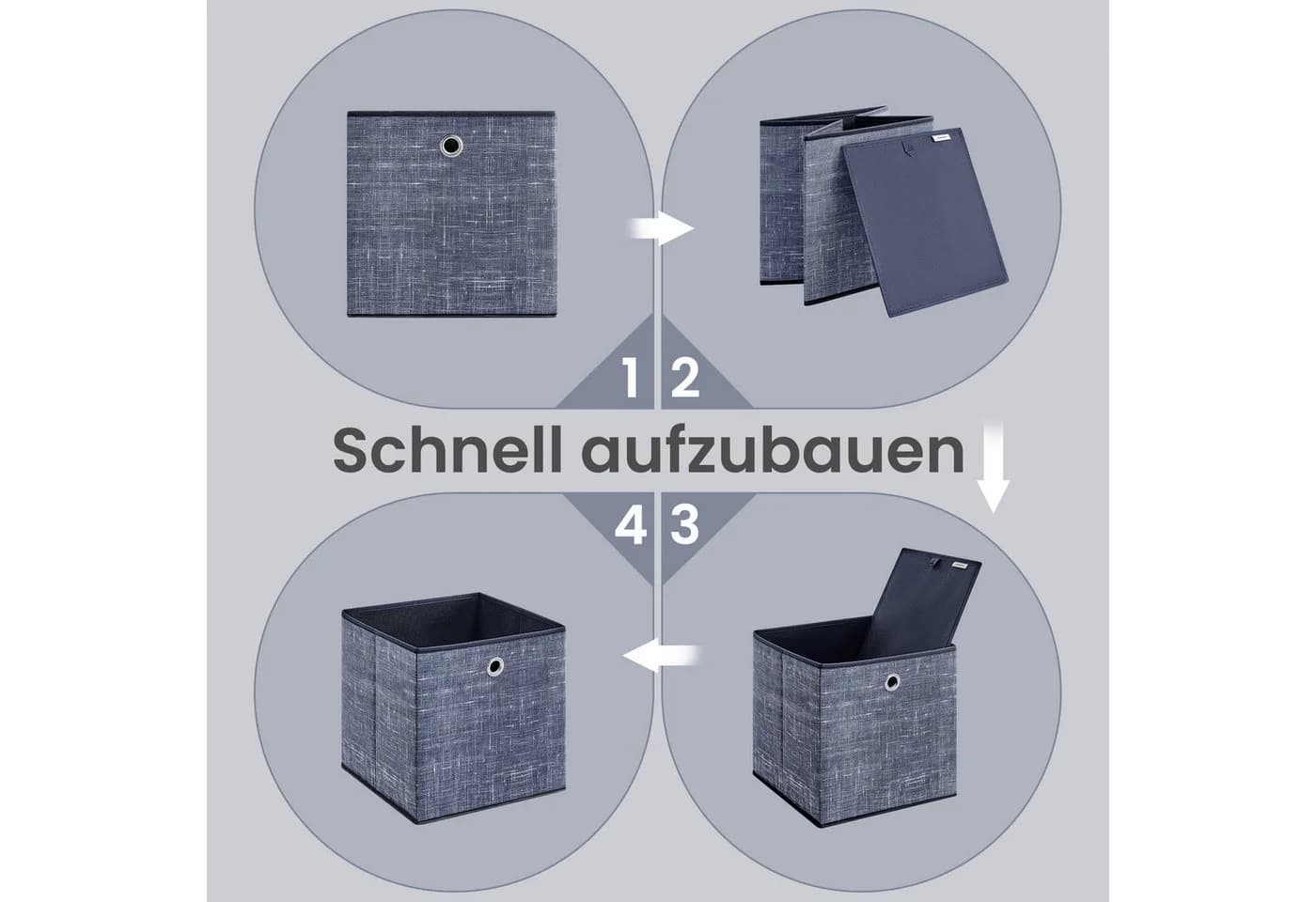 SONGMICS Aufbewahrungsbox 6er Set Blau Vliesstoff mit Griff - Bild 4