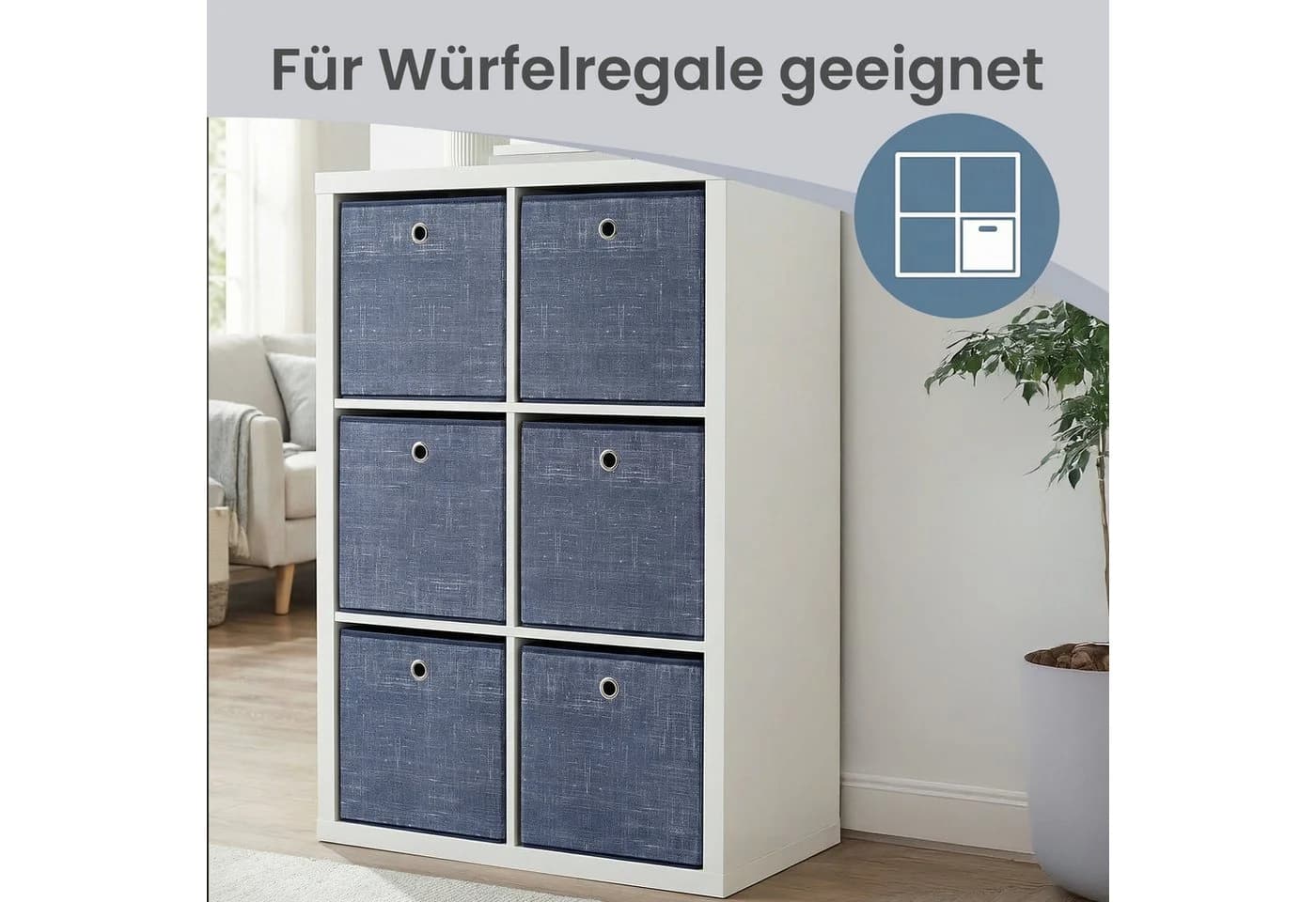 SONGMICS Aufbewahrungsbox 6er Set Blau Vliesstoff mit Griff - Bild 5