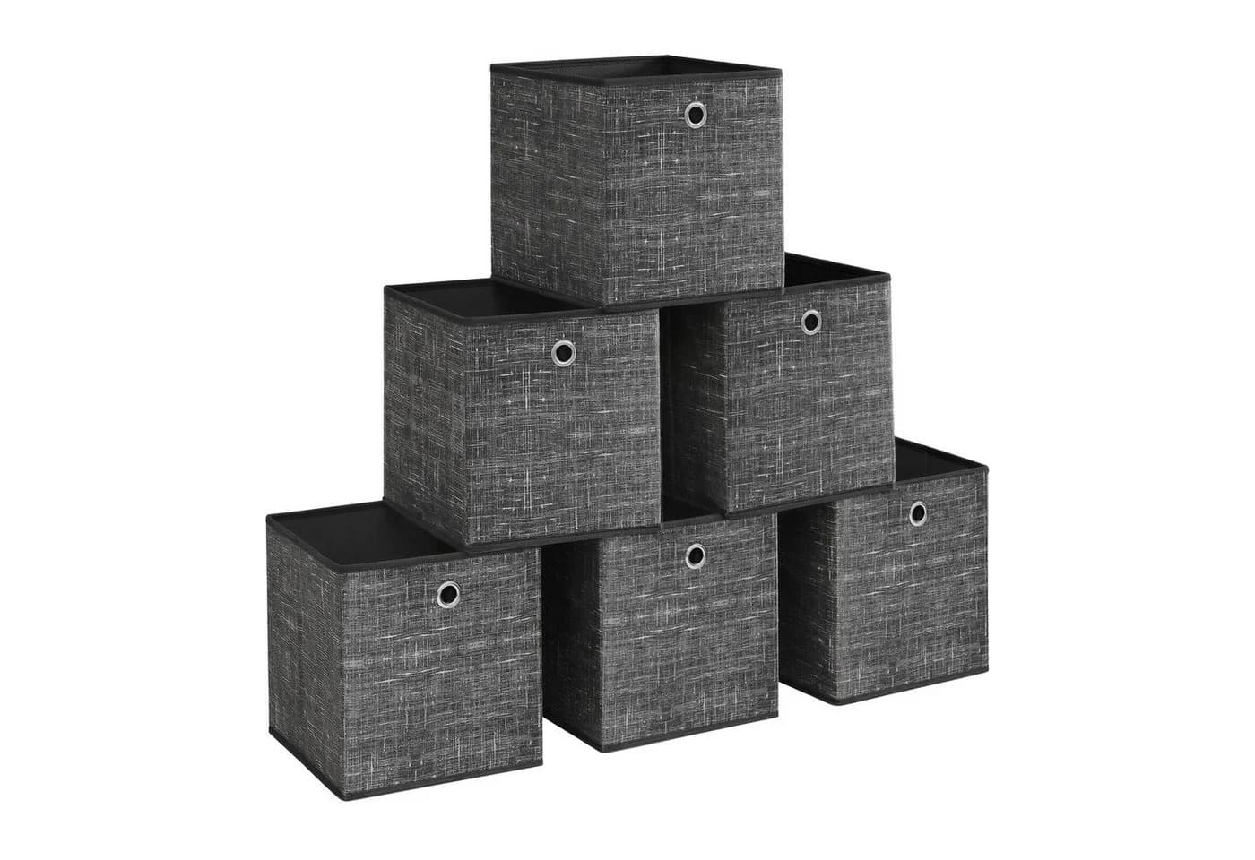 SONGMICS Aufbewahrungsboxen 6er Set Schwarz Vliesstoff mit Griff - Bild 2