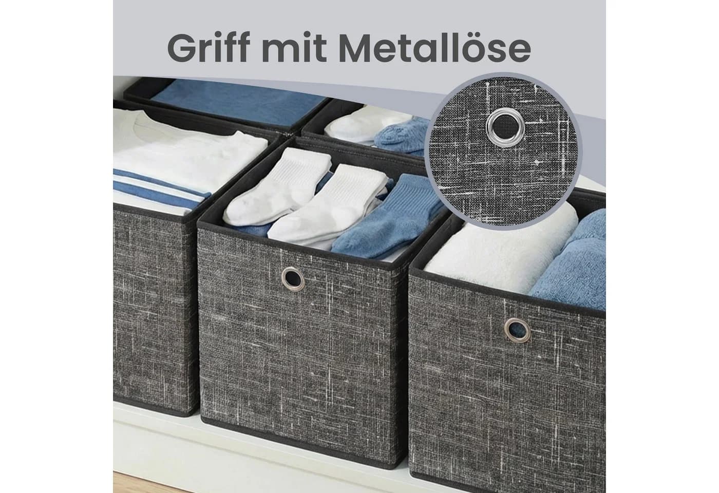 SONGMICS Aufbewahrungsboxen 6er Set Schwarz Vliesstoff mit Griff - Bild 4