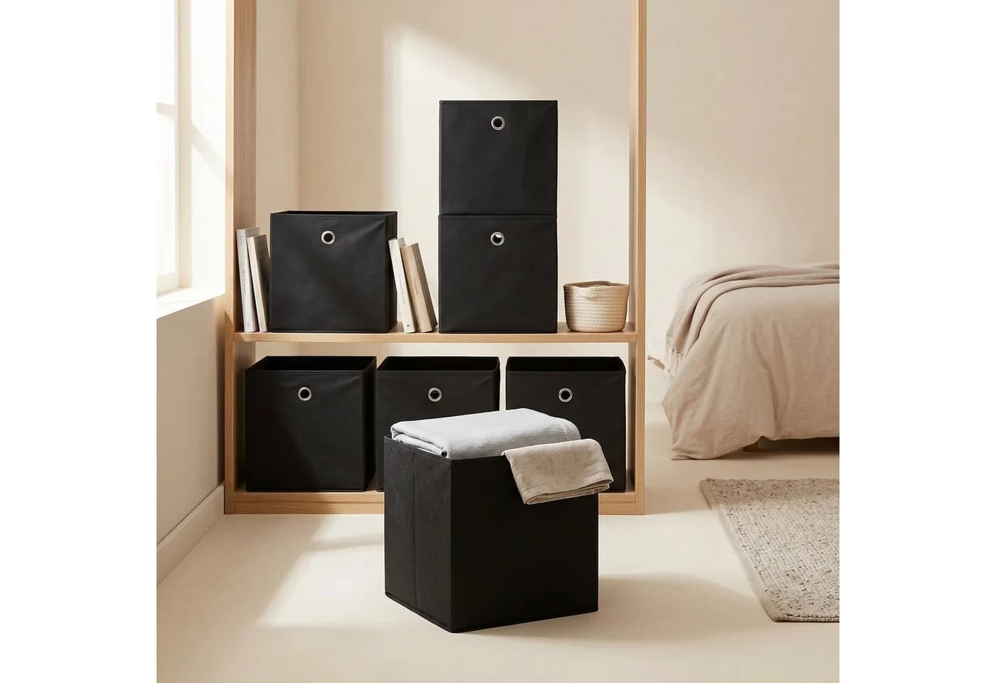 SONGMICS Aufbewahrungsbox 6 Stück Faltbox Schwarz Organizer - Bild 4