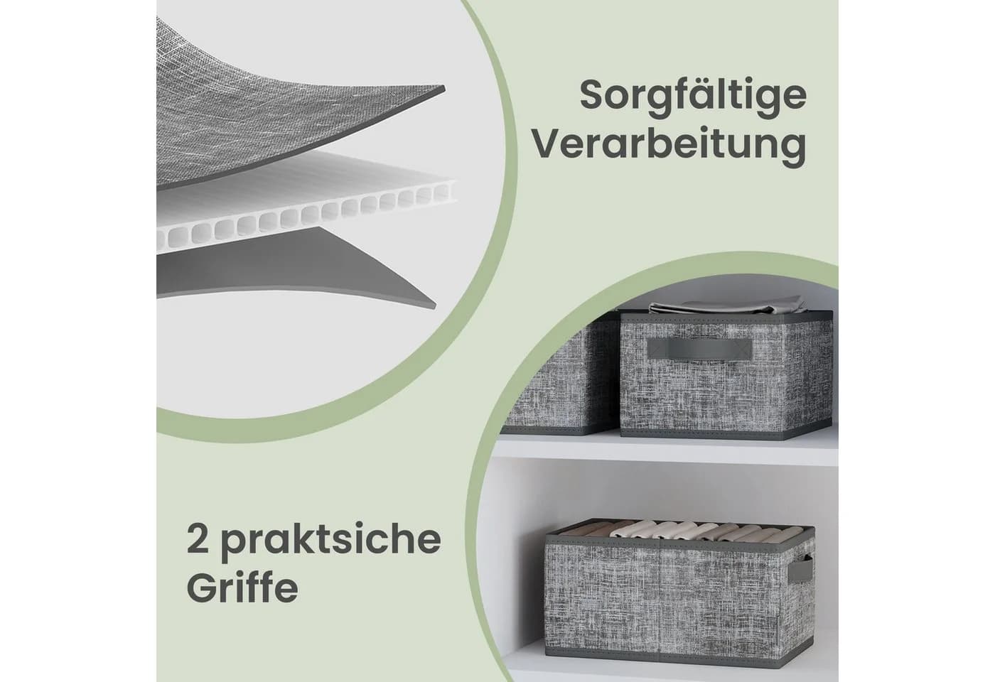 SONGMICS Aufbewahrungsbox 3er Set Grau mit Griffe - Bild 5